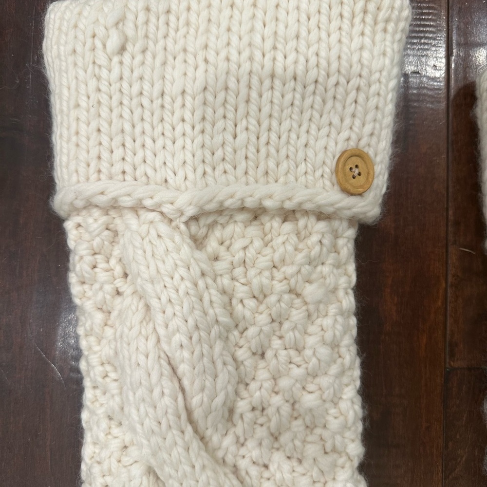 Pottery Barn Cream Knit Holiday Stockings -Set of 4 - Picture 3 of 6